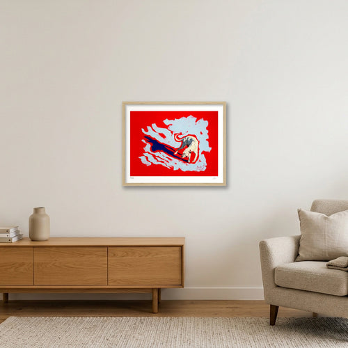 Wire Haired Hound — 50×40cm, 20×16" Oak Frame